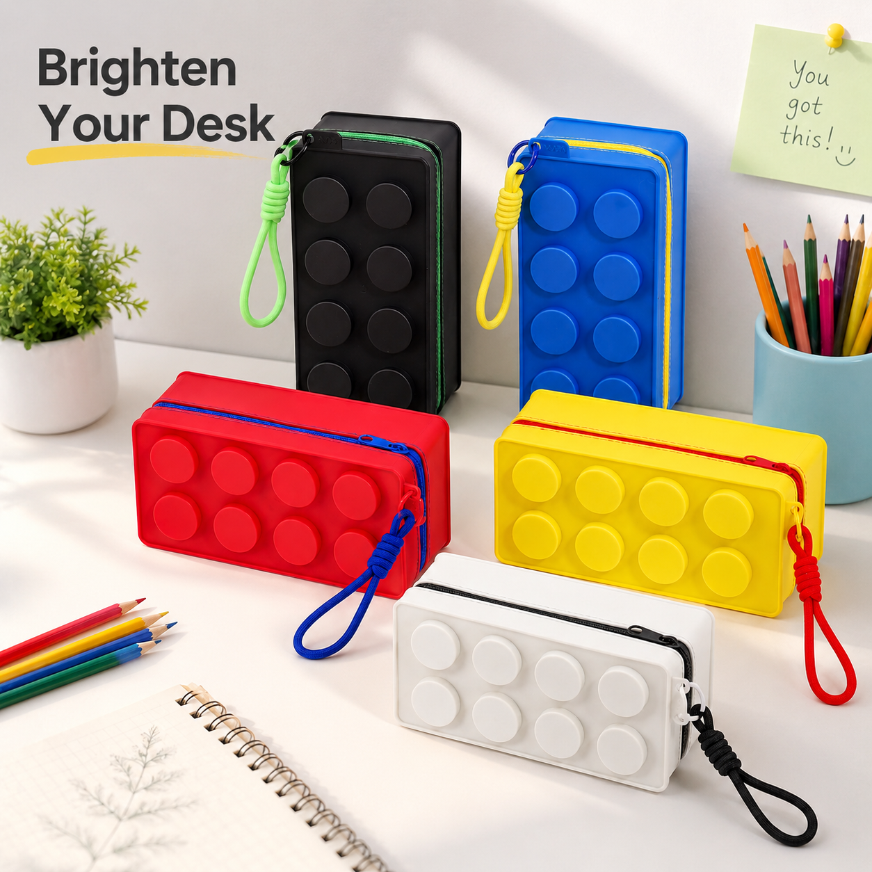 Ideal Stationery & Office Supply - Cute Colorful Building Brick Pencil Case,