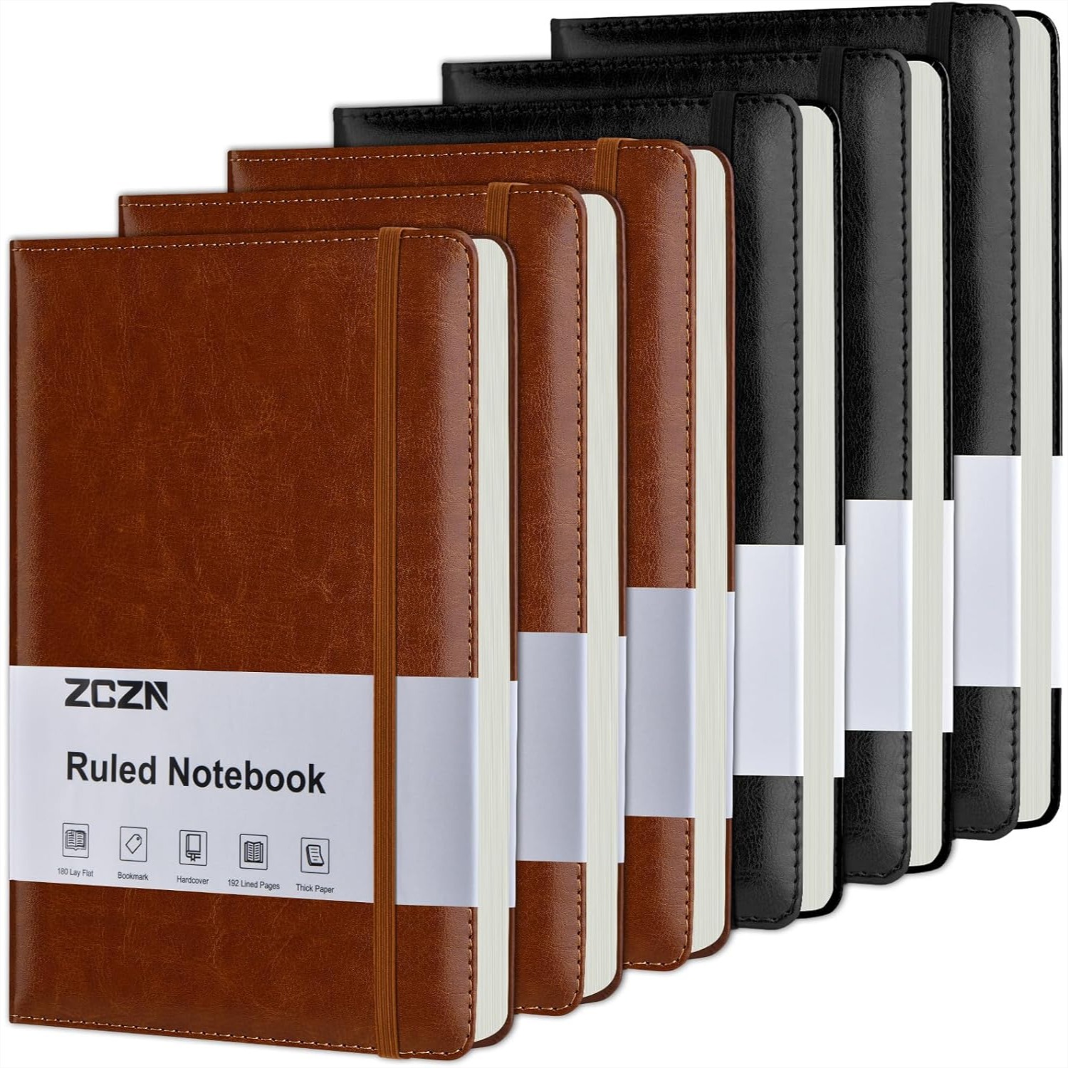 Journal Leather Hardcover - 6 Pack Lined Journal Notebooks A5