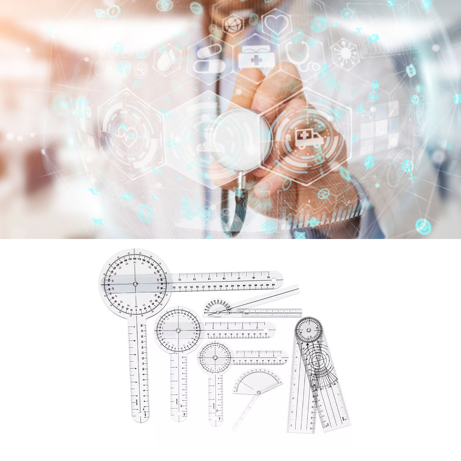 Angle Ruler  Goniometer Set PV - Ruler Set Transparent のレビューと価格
