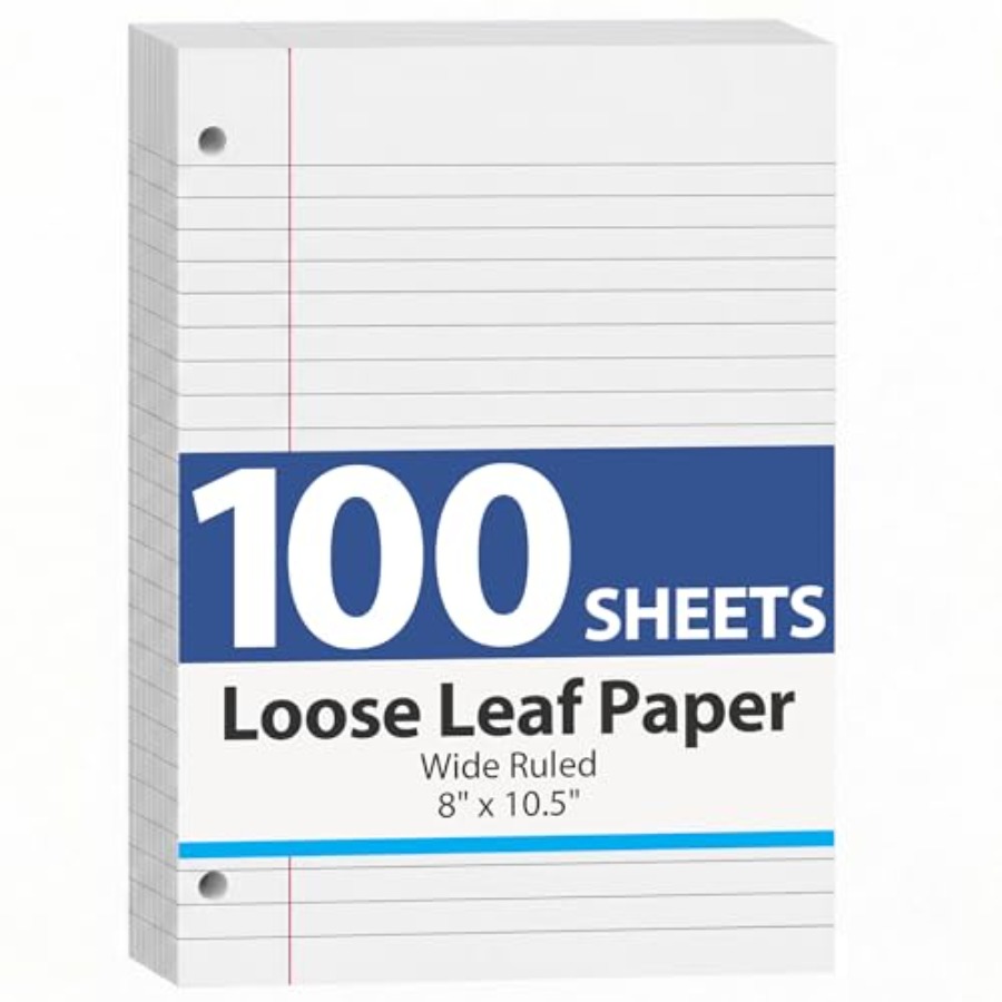 100 Sheets Loose Leaf Paper, 8 - Paper Punch 3 Hole のレビューと価格