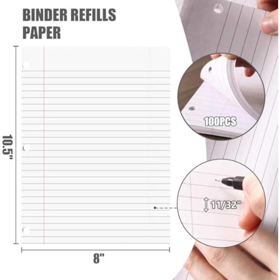100 Sheets Loose Leaf Paper, 8 - Paper Punch 3 Hole のレビューと価格