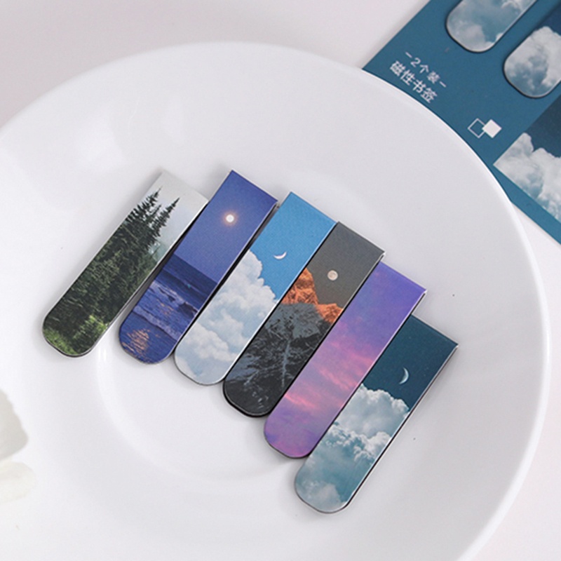 2Pcs Landscape Themed Magnetic - Bookmark Magnetic Clip のレビューと価格