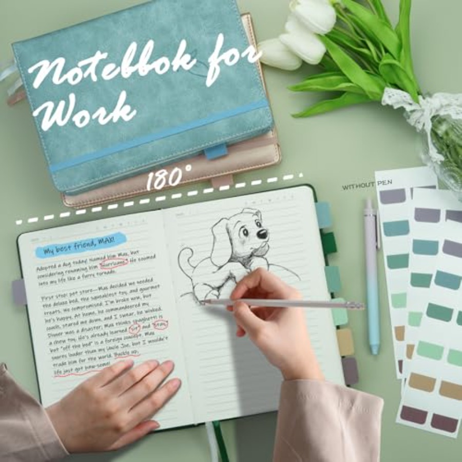 Lined Journal Notebook, 400 Pa - Journal Leather Hardcover のレビューと価格
