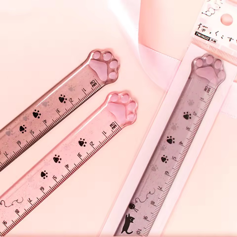 1Pcs Cat Paw Design Ruler Meas - Ruler Set Transparent のレビューと価格