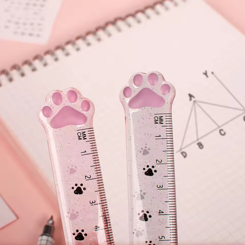1Pcs Cat Paw Design Ruler Meas - Ruler Set Transparent のレビューと価格