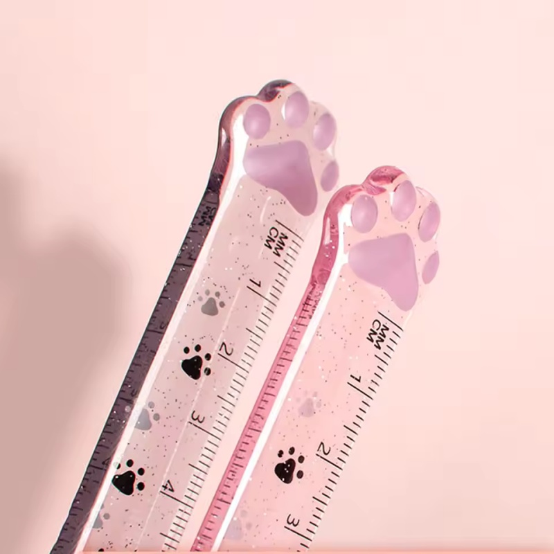 1Pcs Cat Paw Design Ruler Meas - Ruler Set Transparent のレビューと価格