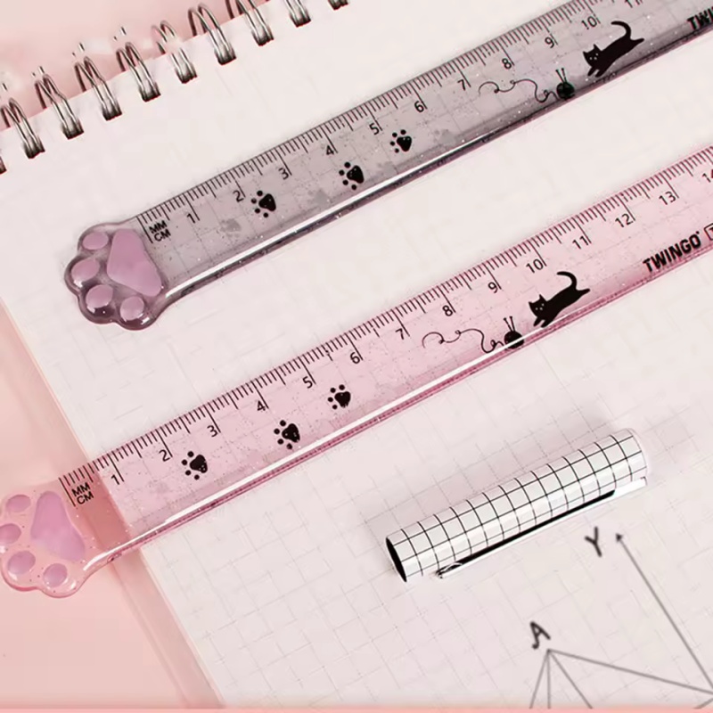 1Pcs Cat Paw Design Ruler Meas - Ruler Set Transparent のレビューと価格