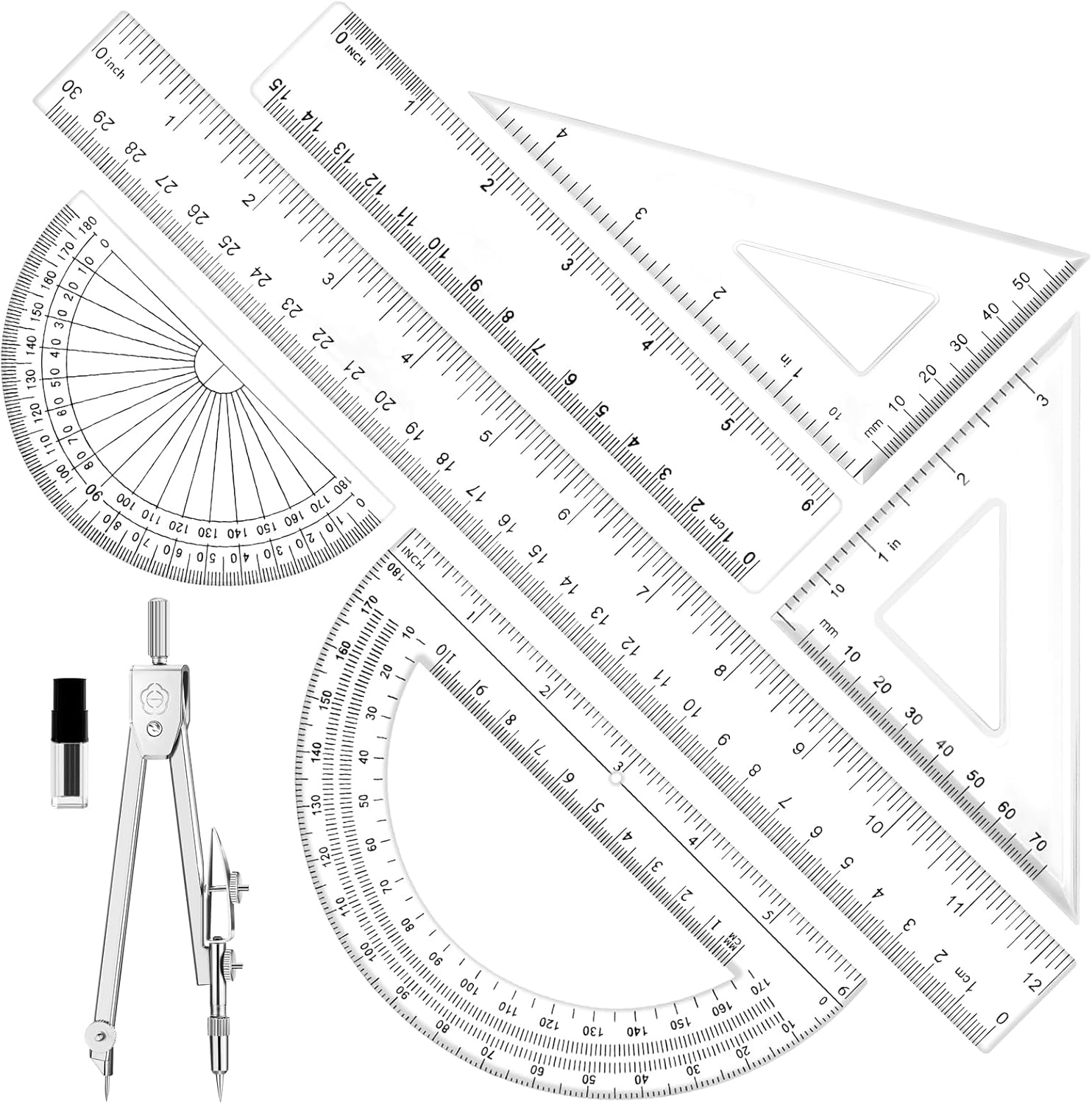 7-Piece Geometry Set with Clea - Compass Geometry Set のレビューと価格