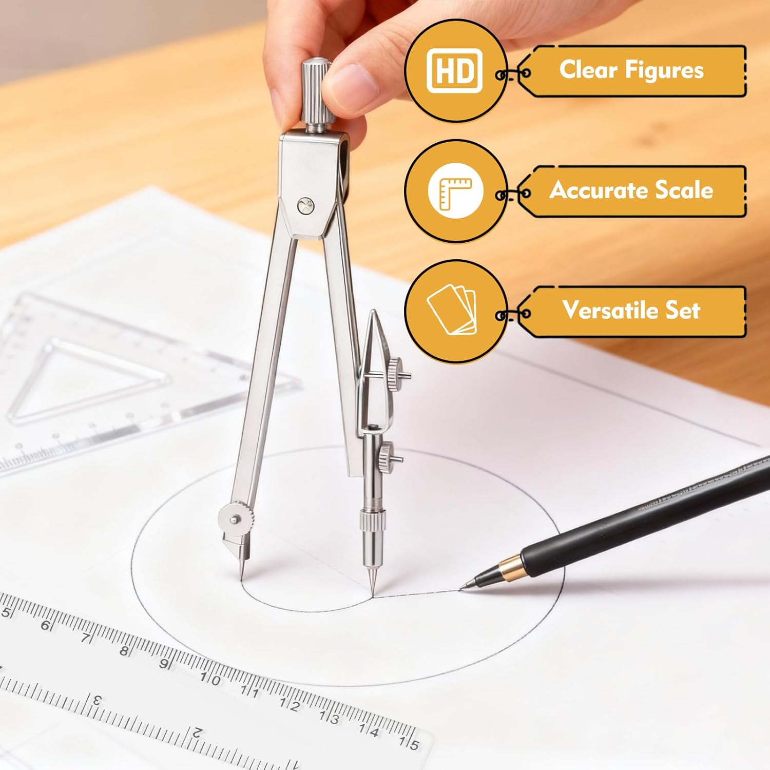 7-Piece Geometry Set with Clea - Compass Geometry Set のレビューと価格
