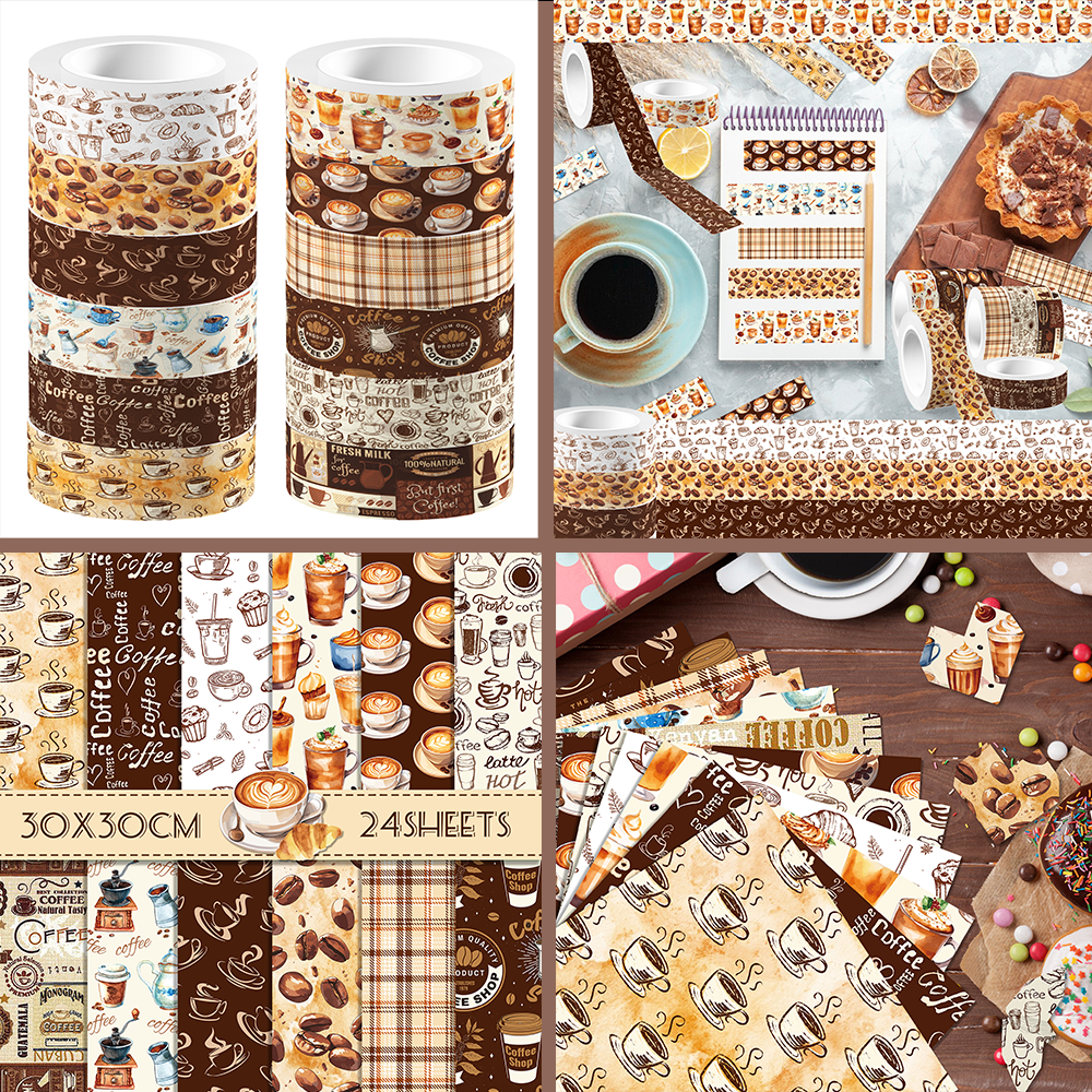 Vintage Coffee Pattern Washi T - Washi Tape Set のレビューと価格