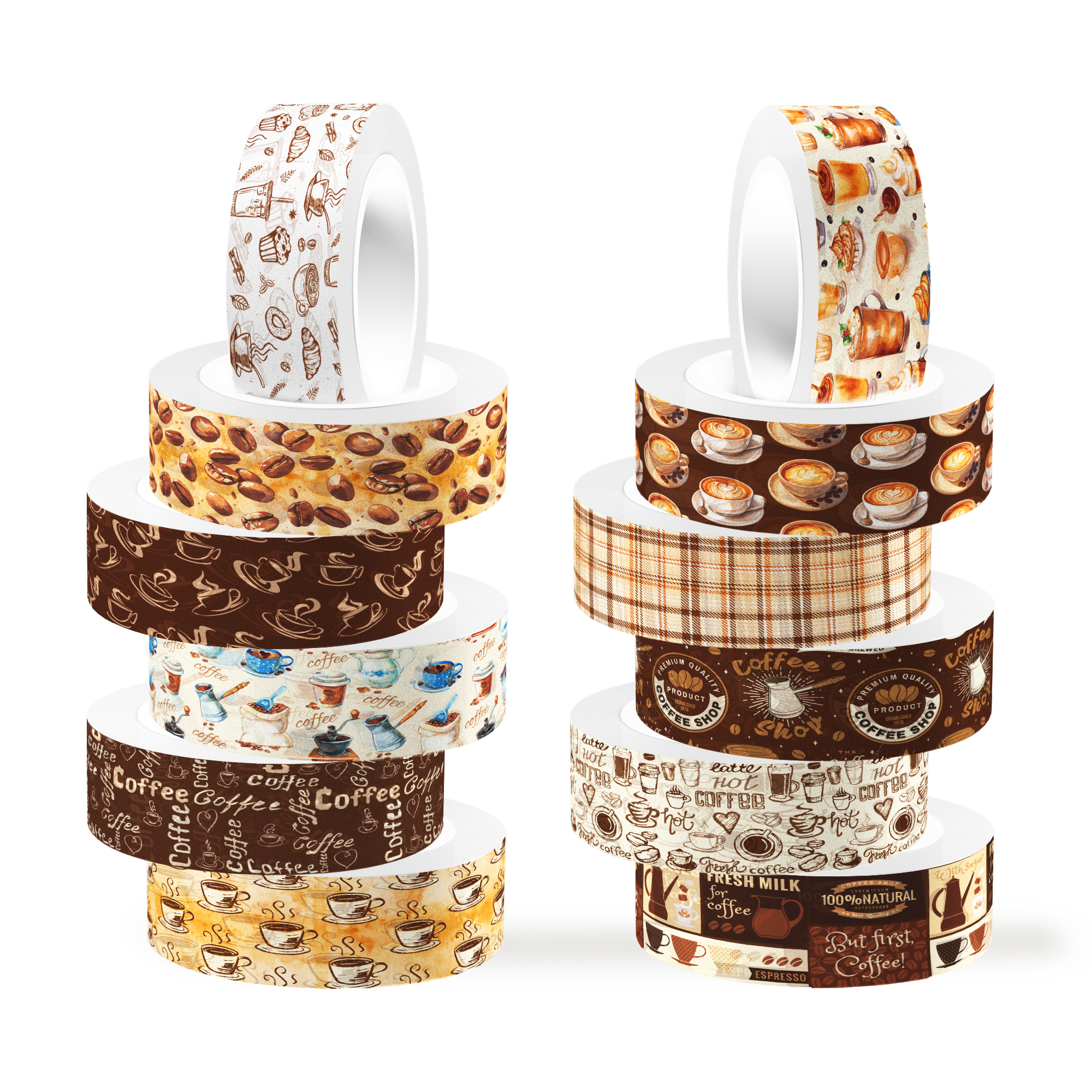 Vintage Coffee Pattern Washi T - Washi Tape Set のレビューと価格