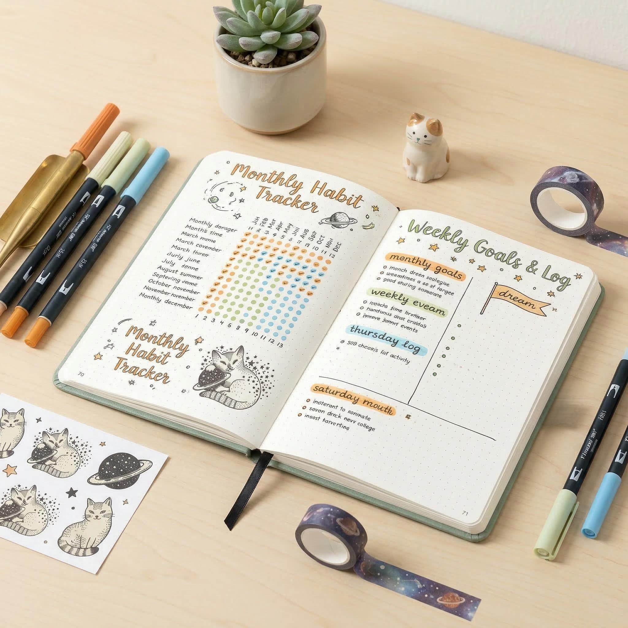 Cute Cat Planet A5 Dotted Note - Notebook Dotted A5 のレビューと価格