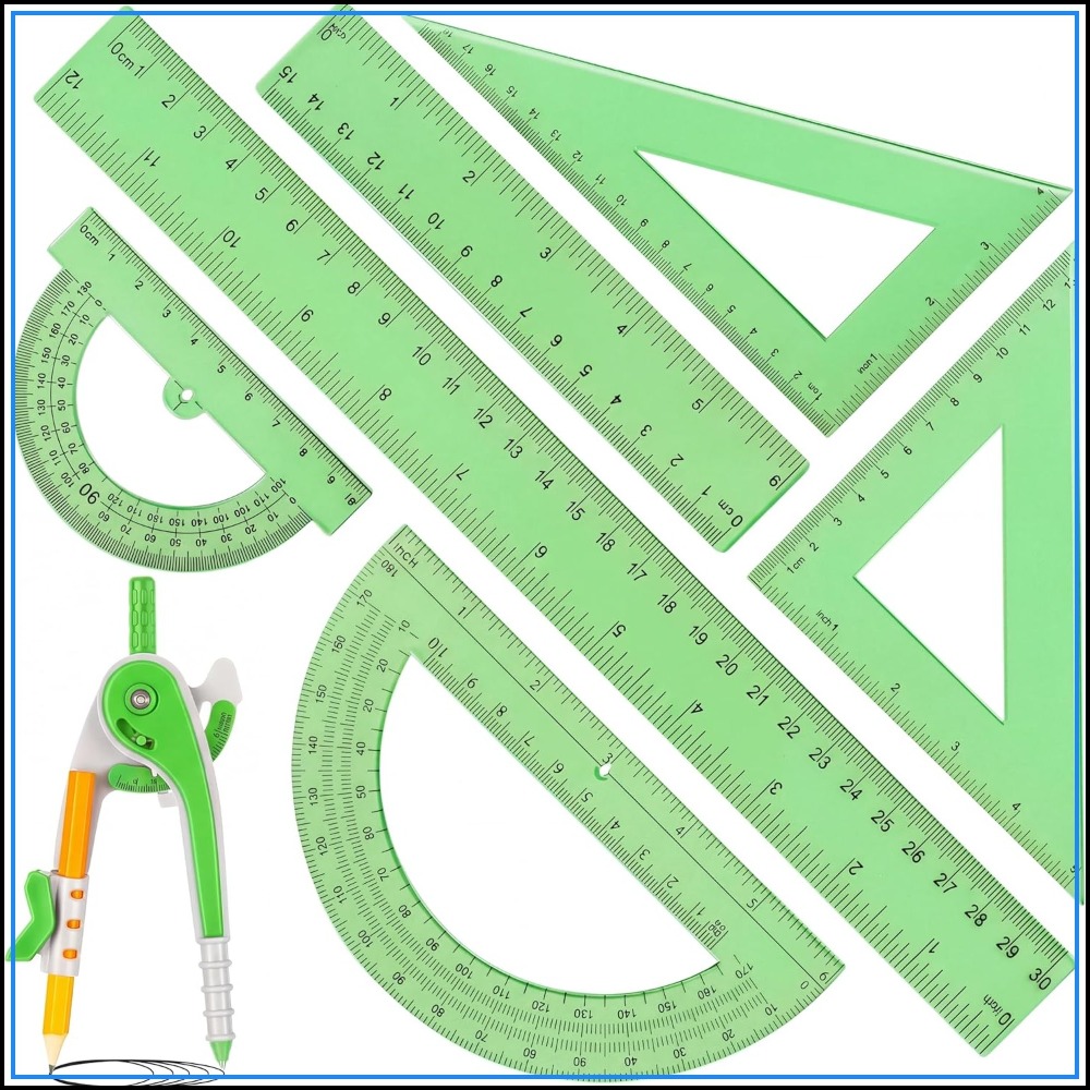 7 Pcs Geometry Math Set: 6/4 I - Ruler Set Transparent のレビューと価格