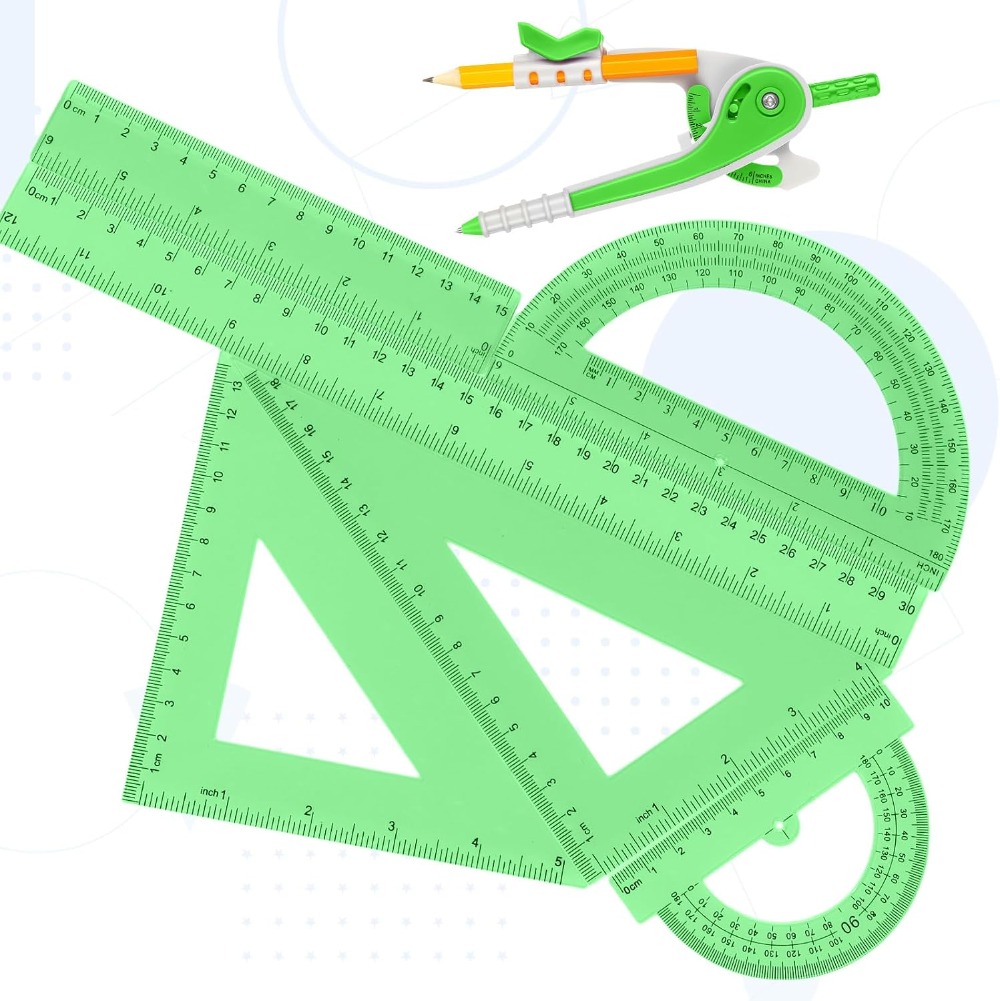 7 Pcs Geometry Math Set: 6/4 I - Ruler Set Transparent のレビューと価格