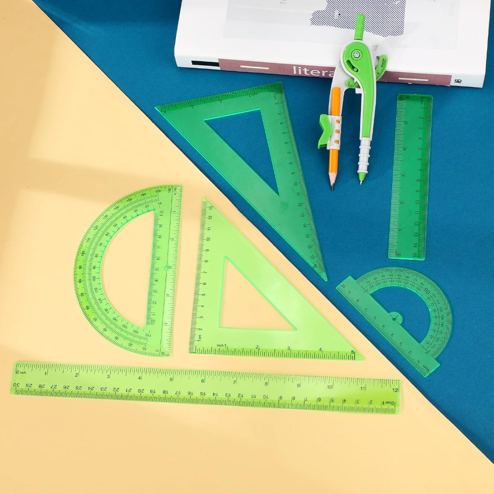 7 Pcs Geometry Math Set: 6/4 I - Ruler Set Transparent のレビューと価格