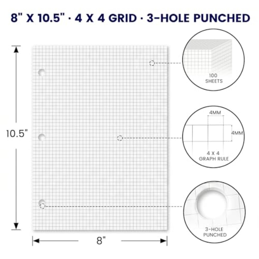 Graph Paper Filler Paper, 100  - Paper Punch 3 Hole のレビューと価格