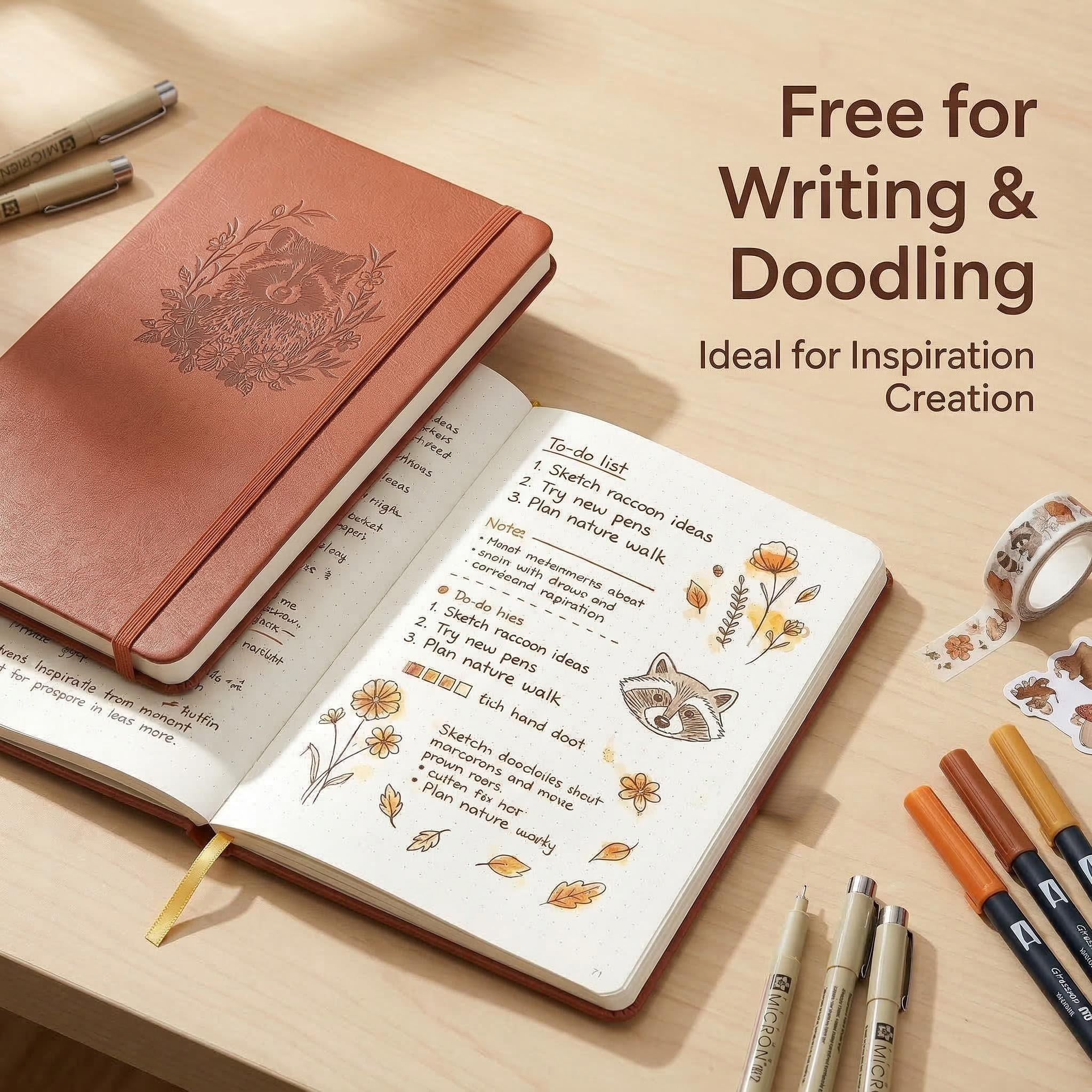 A5 Embossed Raccoon Dot Grid J - Notebook Dotted A5 のレビューと価格