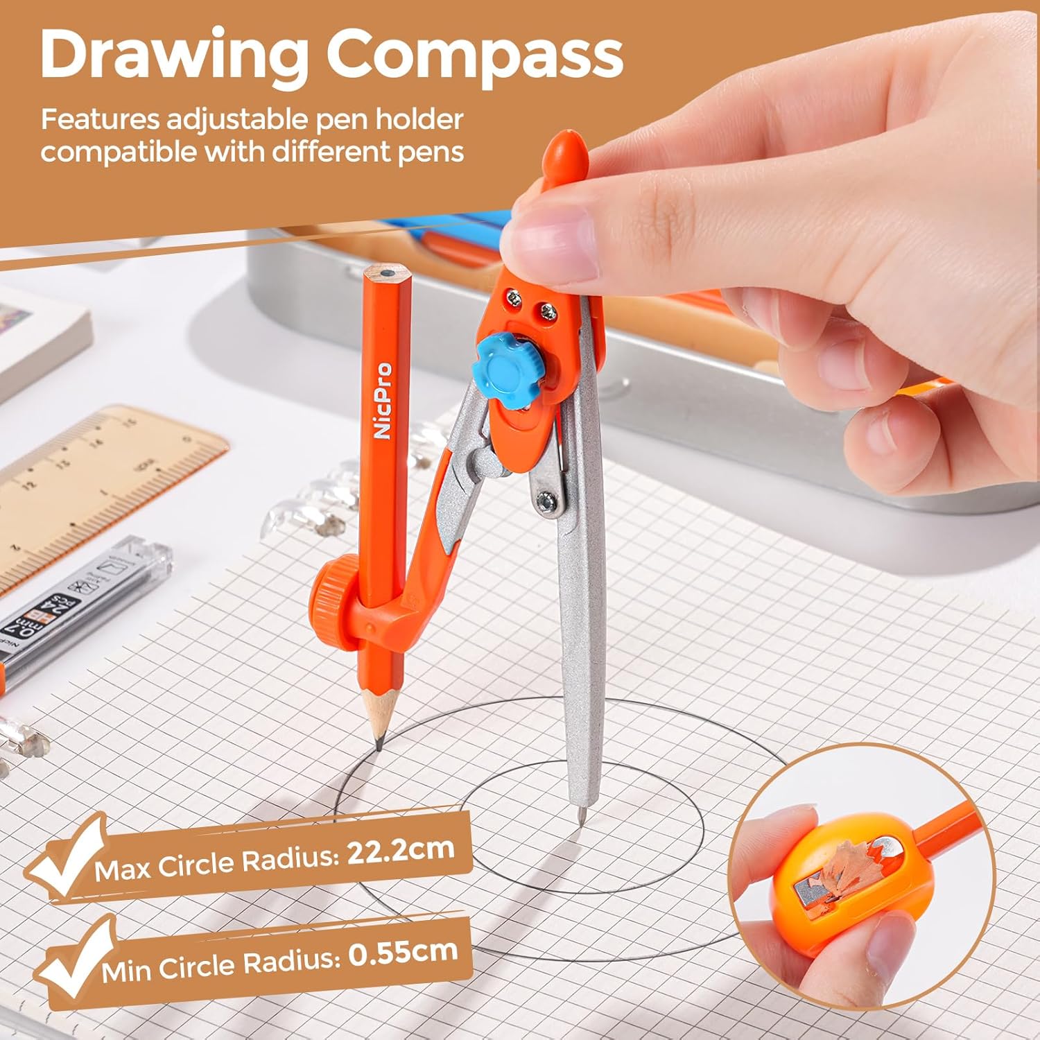 17 PCS Geometry Set for Studen - Compass Geometry Set のレビューと価格