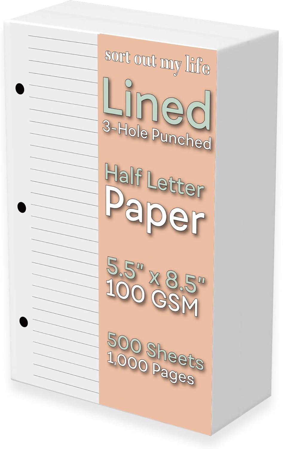 Half Letter Lined Paper, 3-Hol - Paper Punch 3 Hole のレビューと価格