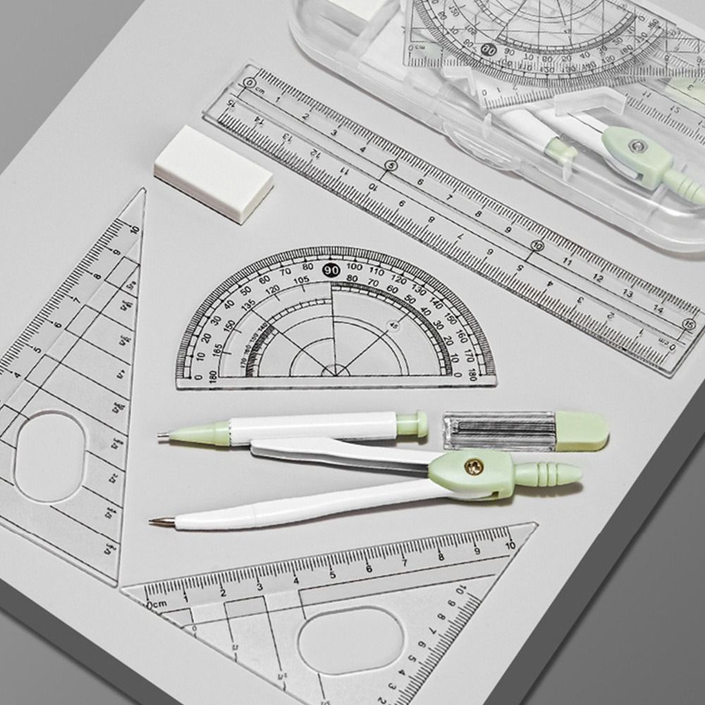 8PCS/Set Plastic Ruler Compass - Ruler Set Transparent のレビューと価格