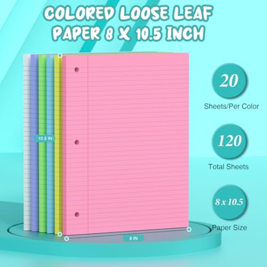 120 Sheets Loose Leaf Paper 8  - Paper Punch 3 Hole のレビューと価格