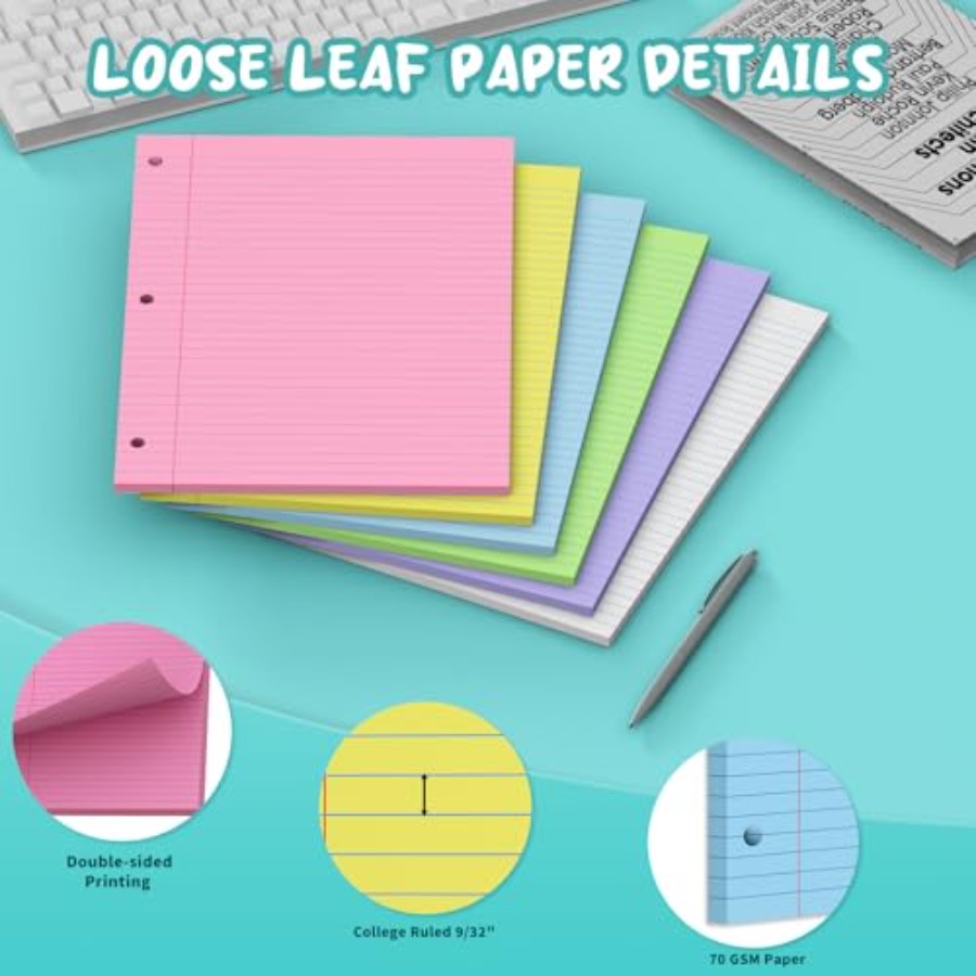 120 Sheets Loose Leaf Paper 8  - Paper Punch 3 Hole のレビューと価格