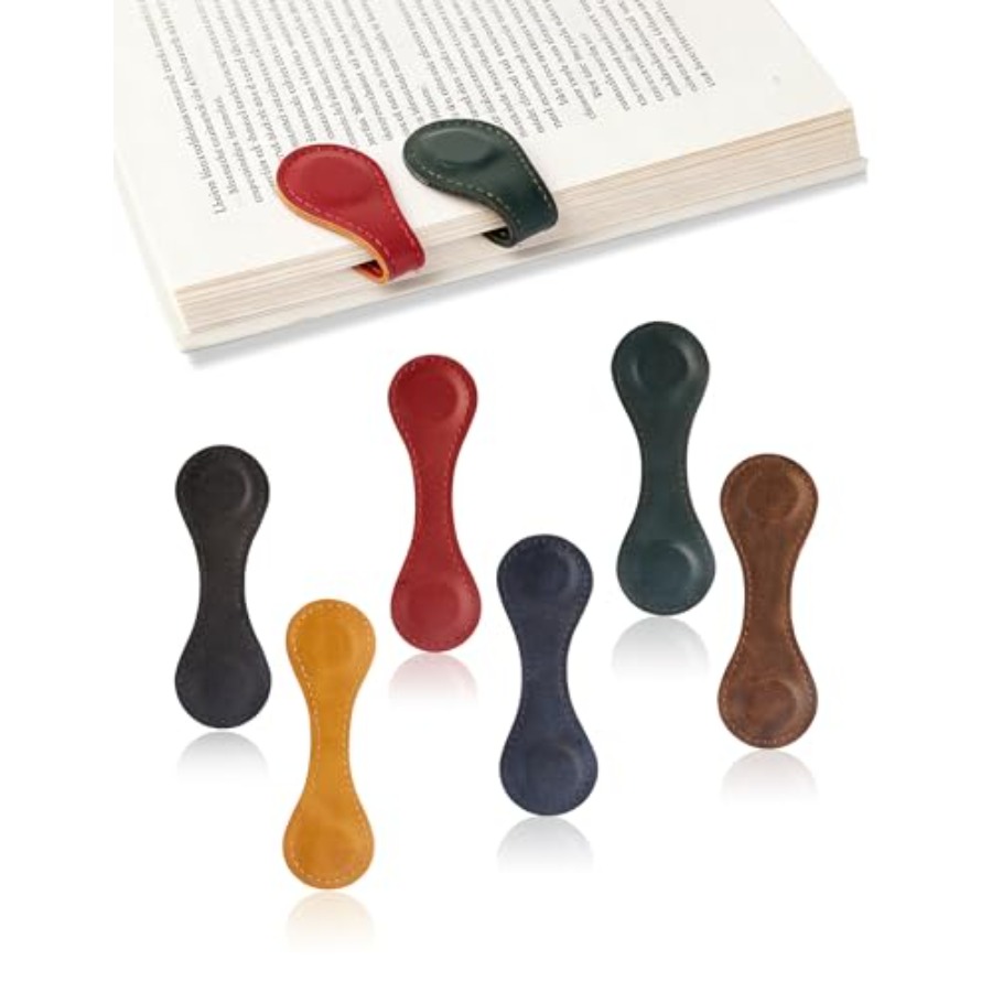 6 PCS Magnetic Leather Bookmar - Bookmark Magnetic Clip のレビューと価格