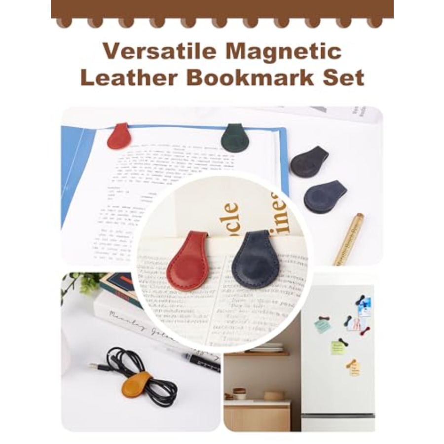 6 PCS Magnetic Leather Bookmar - Bookmark Magnetic Clip のレビューと価格