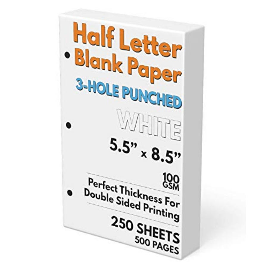 Half Letter Blank Paper, 3-Hol - Paper Punch 3 Hole のレビューと価格