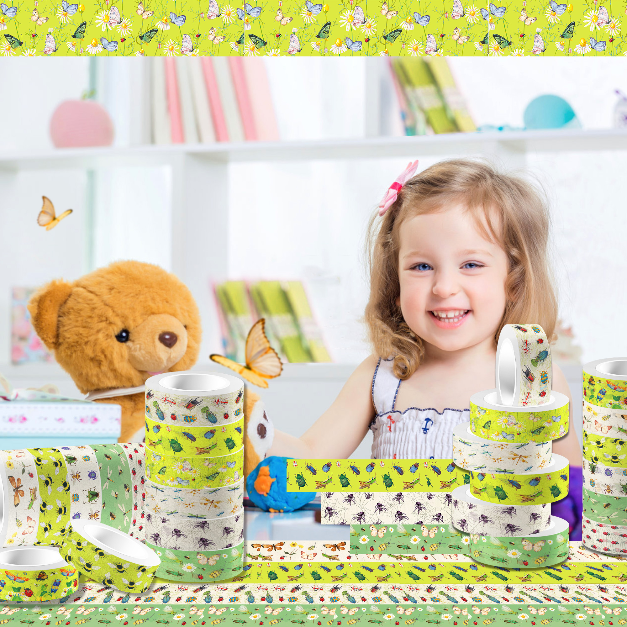 12 Rolls Cartoon Insect Bee Bu - Washi Tape Set のレビューと価格