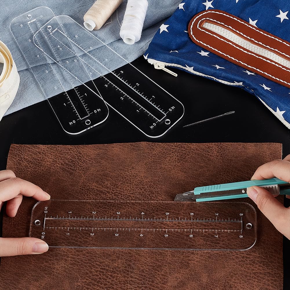 3Pcs, 3 sizes zipper making te - Ruler Set Transparent のレビューと価格