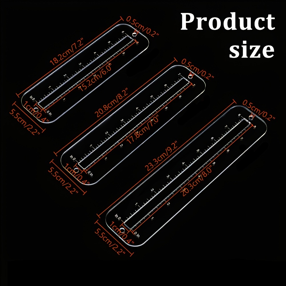 3Pcs, 3 sizes zipper making te - Ruler Set Transparent のレビューと価格