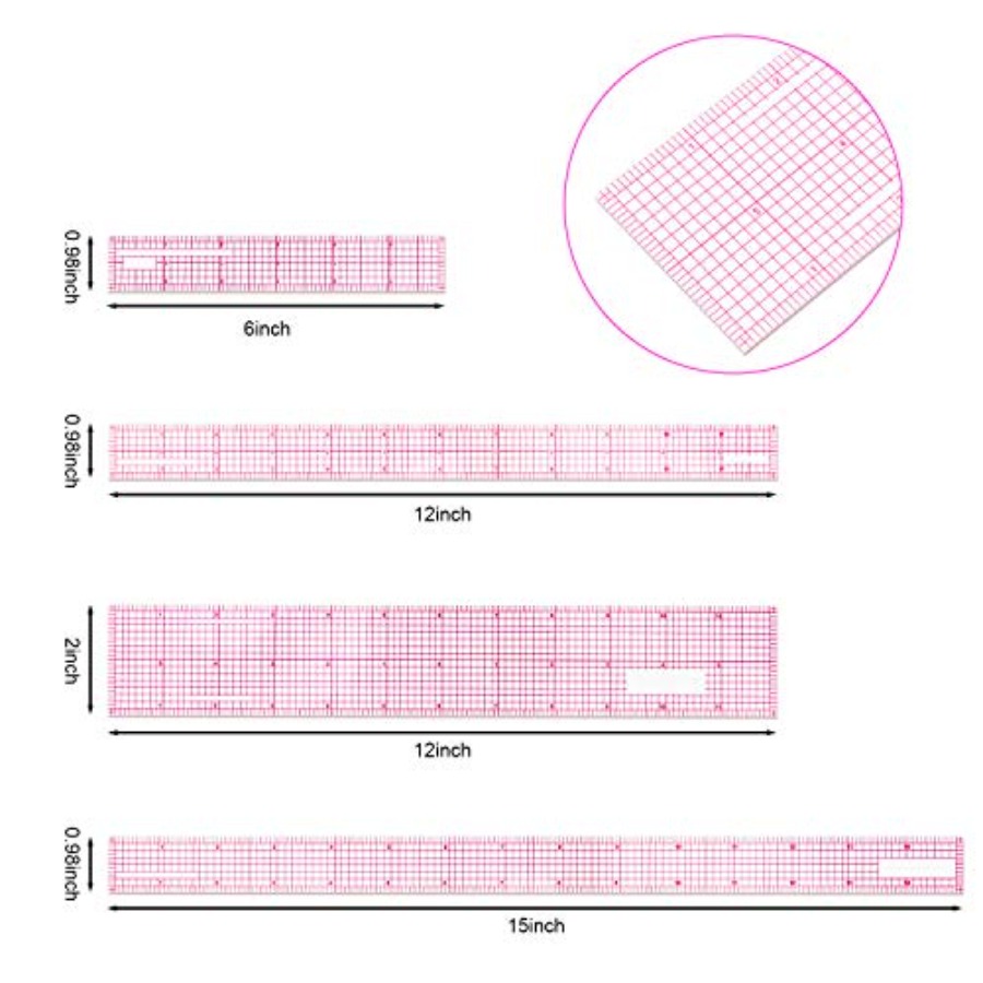 6 Pieces Clear Rulers Sewing T - Ruler Set Transparent のレビューと価格