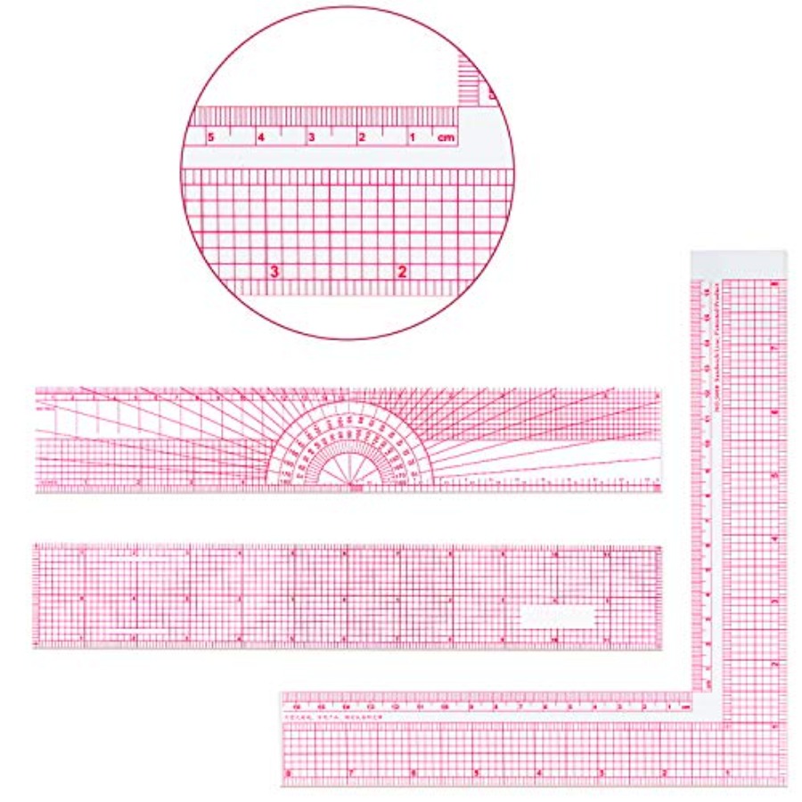 6 Pieces Clear Rulers Sewing T - Ruler Set Transparent のレビューと価格