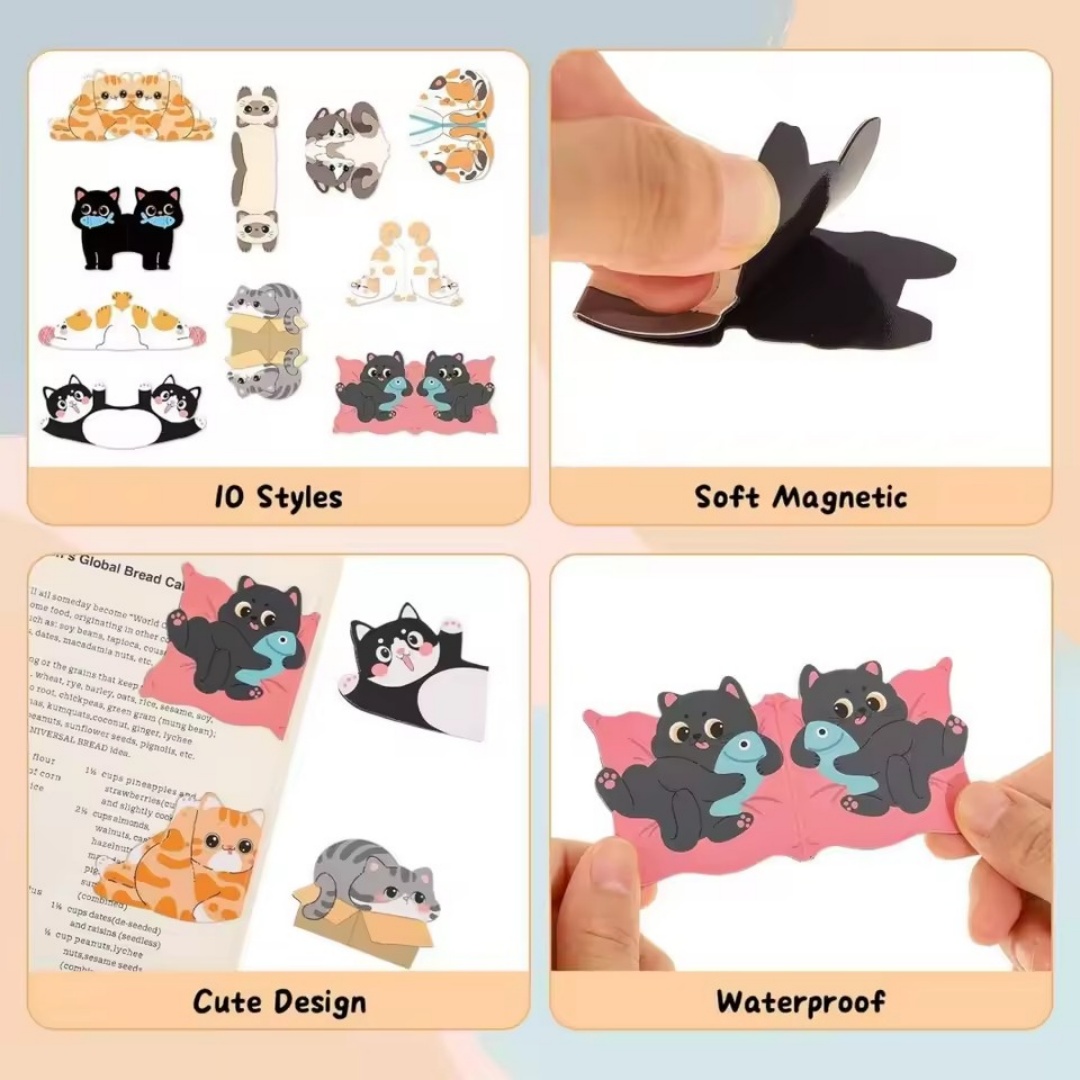 1set Creative Cat Pattern Magn - Bookmark Magnetic Clip のレビューと価格