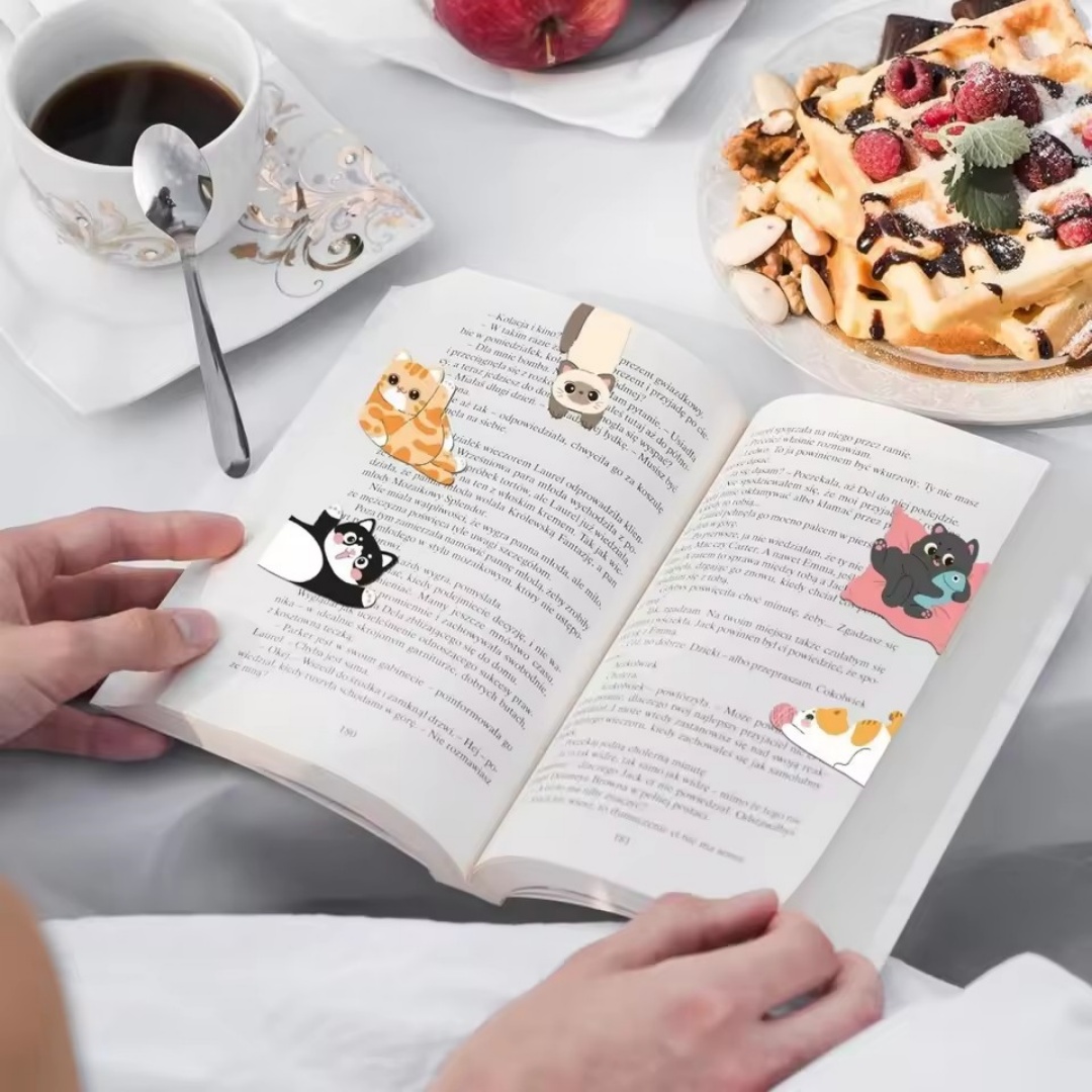 1set Creative Cat Pattern Magn - Bookmark Magnetic Clip のレビューと価格