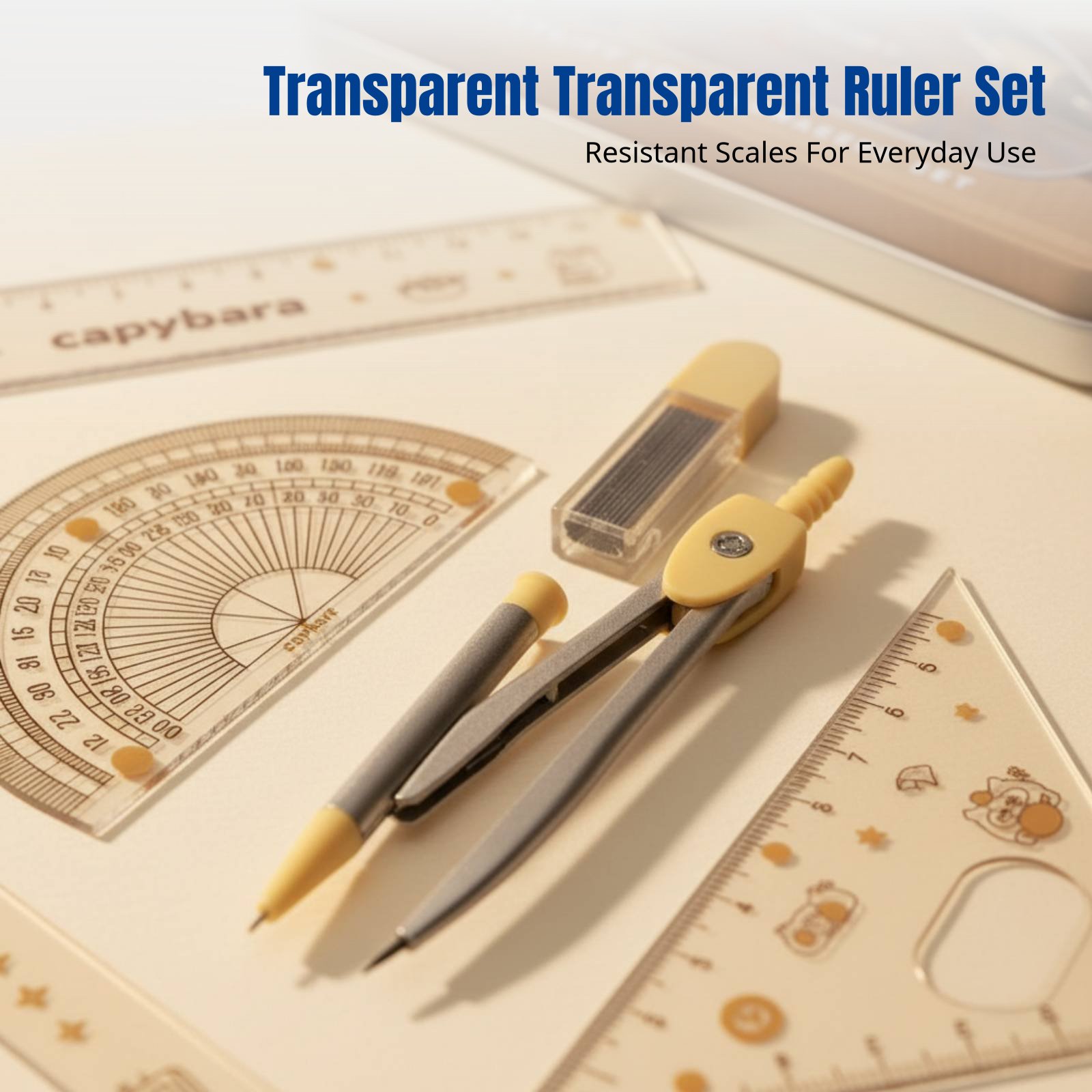 Ruler Set for Students, Cartoo - Ruler Set Transparent のレビューと価格
