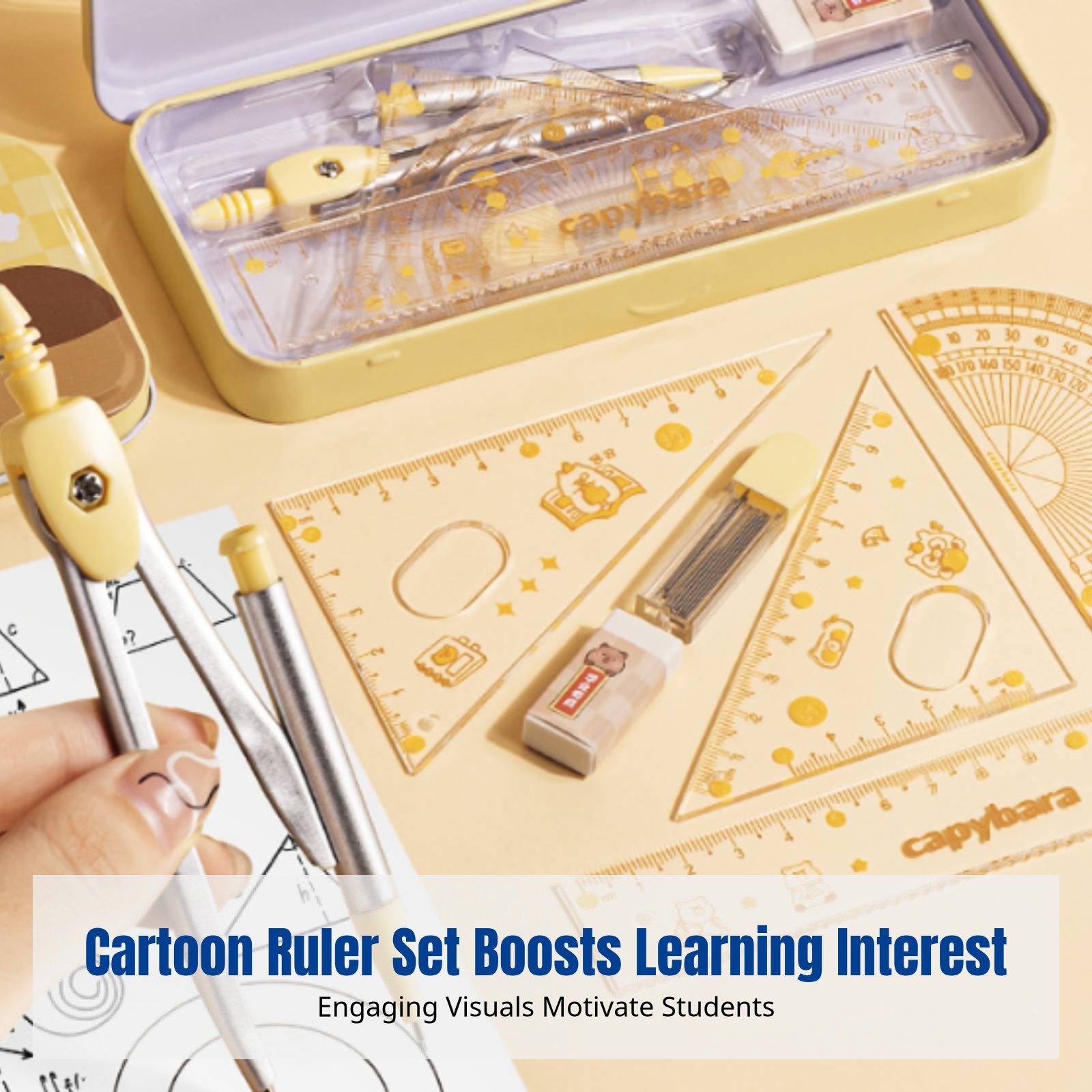 Ruler Set for Students, Cartoo - Ruler Set Transparent のレビューと価格