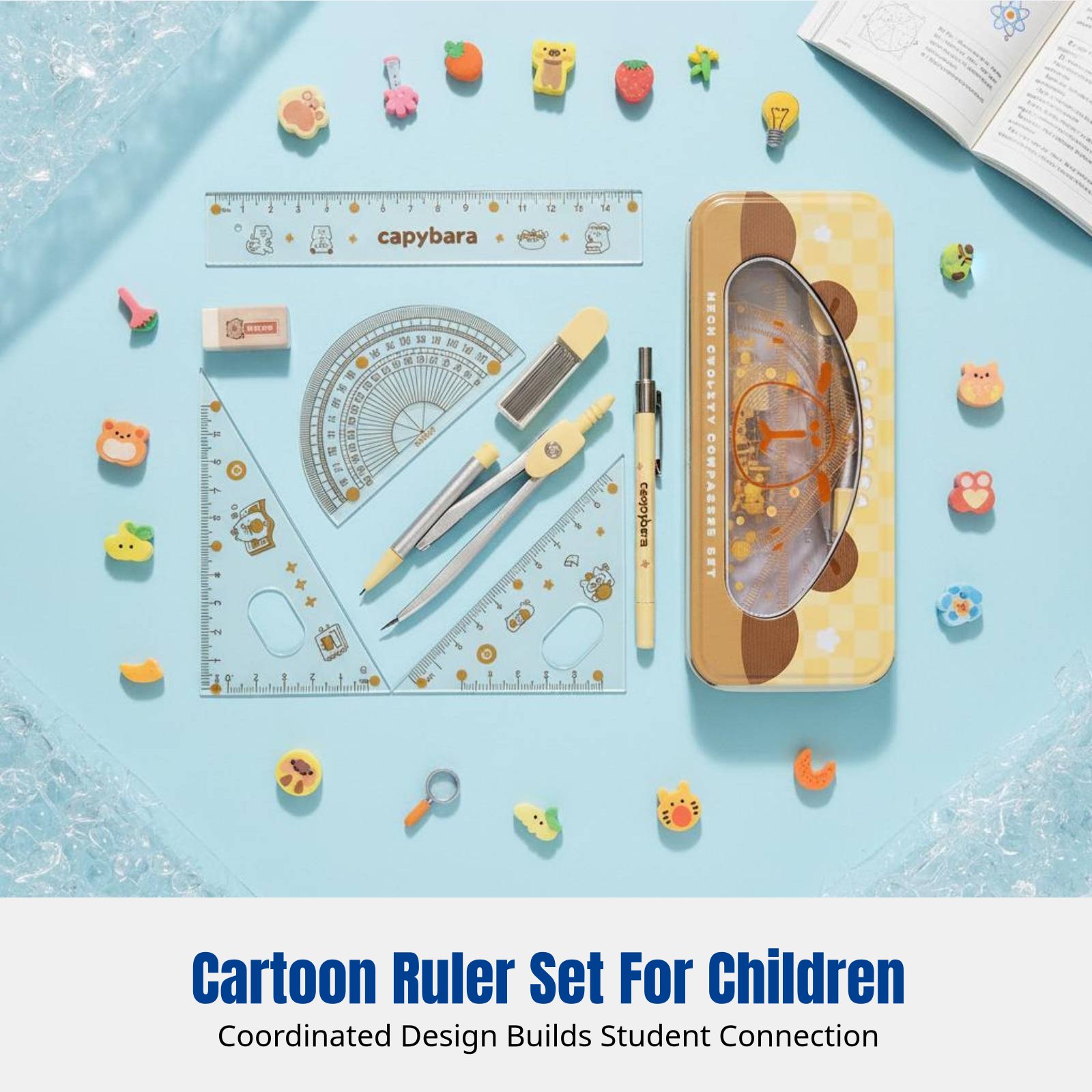 Ruler Set for Students, Cartoo - Ruler Set Transparent のレビューと価格